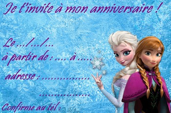 carte invitation frozen reine des neiges